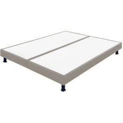 EBAC LITERIE Sommier Tapissier + Pieds 90+90x200 SP18 26 Lattes Simili Taupe - Taupe