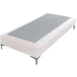 EBAC LITERIE Sommier + Pieds Tenor 80x200 Tissu Champagne 13 Lattes - Beige Clair