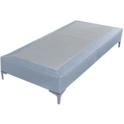 EBAC LITERIE Sommier + Pieds Tenor 90x200 Tissu Baltique 13 Lattes - Bleu Clair