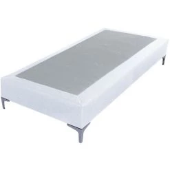 EBAC LITERIE Sommier + Pieds Tenor 90x200 Tissu Nacre 13 Lattes - Nacre