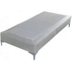 EBAC LITERIE Sommier + Pieds Tenor 90x200 Tissu Safari 13 Lattes - Gris Clair