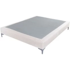 EBAC LITERIE Sommier + Pieds Tenor 140x190 Tissu Champagne 12 Lattes - Beige Clair