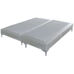 EBAC LITERIE Sommier + Pieds Tenor 90+90x200 Tissu Safari 26 Lattes - Gris Clair