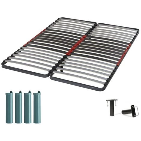 EBAC LITERIE Sommier à Lattes + Pieds 2x80x200 C34 - 40 Lattes Bois - Fabrication Française - Gris 3 EBAC LITERIE Sommier à Lattes + Pieds 2x80x200 C34 - 40 Lattes Bois - Fabrication Française - Gris