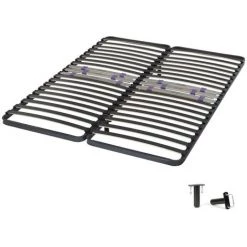 EBAC LITERIE Sommier à Lattes 2x80x200 C223 - 42 Lattes Bois - Fabrication Française - Gris