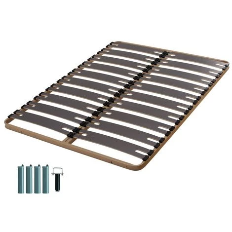 EBAC LITERIE Sommier à Lattes + Pieds 140x190 C310 - 20 Lattes Bois - Fabrication Française - Marron 3 EBAC LITERIE Sommier à Lattes + Pieds 140x190 C310 - 20 Lattes Bois - Fabrication Française - Marron