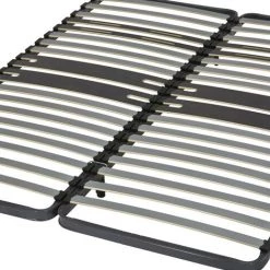 EBAC LITERIE Sommier à Lattes 2x80x200 C318 - 38 Lattes Bois - Fabrication Française - Gris -Sommier Soldes 20980467 2