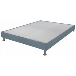 EBAC LITERIE Sommier Tapissier + Jeu De Pieds 140x200 Omega Tissu Baltique 2x18 Lattes - Bleu Clair