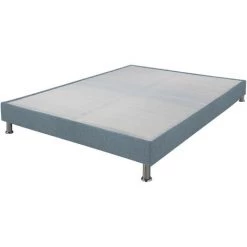 EBAC LITERIE Sommier Tapissier + Jeu De Pieds 160x200 Omega Tissu Baltique 2x18 Lattes - Bleu Clair
