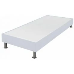 EBAC LITERIE Sommier Tapissier + Jeu De Pieds 90x200 Omega Tissu Nacre 18 Lattes - Nacre