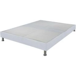 EBAC LITERIE Sommier Tapissier + Jeu De Pieds 140x200 Omega Tissu Nacre 2x18 Lattes - Nacre