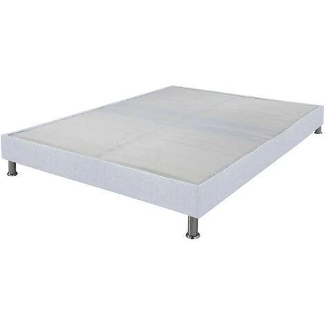 EBAC LITERIE Sommier Tapissier + Jeu De Pieds 140x200 Omega Tissu Nacre 2x18 Lattes - Nacre 3 EBAC LITERIE Sommier Tapissier + Jeu De Pieds 140x200 Omega Tissu Nacre 2x18 Lattes - Nacre