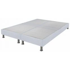 EBAC LITERIE Sommier Tapissier + Jeu De Pieds 80+80x200 Omega Tissu Nacre 18 Lattes - Nacre