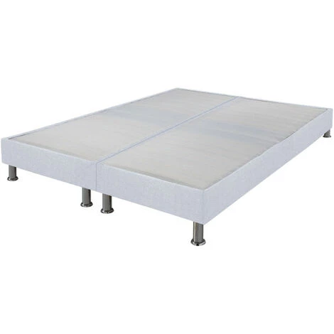 EBAC LITERIE Sommier Tapissier + Jeu De Pieds 90+90x200 Omega Tissu Nacre 18 Lattes - Nacre 3 EBAC LITERIE Sommier Tapissier + Jeu De Pieds 90+90x200 Omega Tissu Nacre 18 Lattes - Nacre