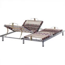 BELIANI Sommier Ajustable En Acier Gris - Gris