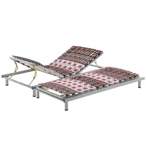 BELIANI Sommier Ajustable En Acier Gris - Gris 3 BELIANI Sommier Ajustable En Acier Gris - Gris