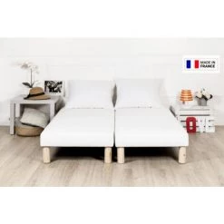 BYSOMMIFLEX Sommier Tapissier 140x190cm (70x190x2) Blanc