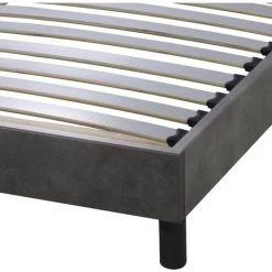 EBAC LITERIE Sommier + Jeu De Pieds 90x190 Decokit 18 Lattes Beton - Gris Acier -Sommier Soldes 24065822 2