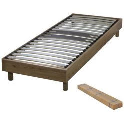 EBAC LITERIE Sommier + Jeu De Pieds 90x190 Decokit 18 Lattes Chêne Oak - Bois Clair -Sommier Soldes 24065823 3