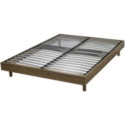 EBAC LITERIE Sommier + Jeu De Pieds 140x190 Decokit 2x18 Lattes Chêne Oak - Bois Clair