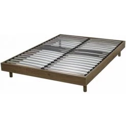 EBAC LITERIE Sommier + Jeu De Pieds 160x200 Decokit 2x18 Lattes Chêne Oak - Bois Clair