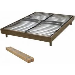 EBAC LITERIE Sommier + Jeu De Pieds 160x200 Decokit 2x18 Lattes Chêne Oak - Bois Clair -Sommier Soldes 24065831 3