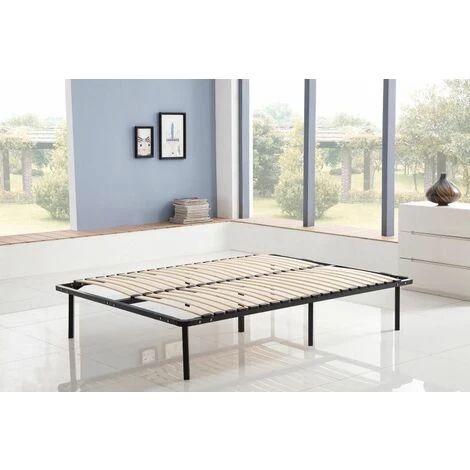 KOSMI - Sommier à Lattes 140x200 Cm Sur Pieds Pour Lit 2 Places - Noir 4 KOSMI - Sommier à Lattes 140x200 Cm Sur Pieds Pour Lit 2 Places - Noir – Image 2