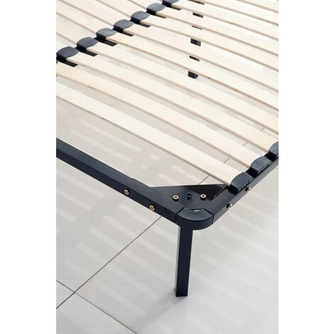 KOSMI - Sommier à Lattes 140x200 Cm Sur Pieds Pour Lit 2 Places - Noir 6 KOSMI - Sommier à Lattes 140x200 Cm Sur Pieds Pour Lit 2 Places - Noir – Image 4