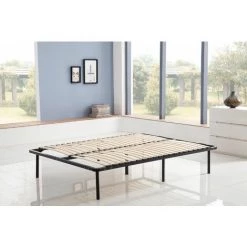 KOSMI - Sommier à Lattes 160x200 Cm Sur Pieds Pour Lit 2 Places - Noir -Sommier Soldes 24700652 2