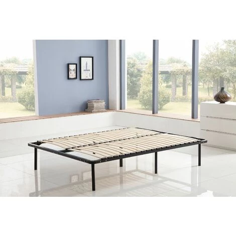 KOSMI - Sommier à Lattes 140x190 Cm Sur Pieds Pour Lit 2 Places, 7 Pieds, 40 Lattes En Bois Multiplis, Sommier En Kit à Monter - Noir 4 KOSMI - Sommier à Lattes 140x190 Cm Sur Pieds Pour Lit 2 Places, 7 Pieds, 40 Lattes En Bois Multiplis, Sommier En Kit à Monter - Noir – Image 2