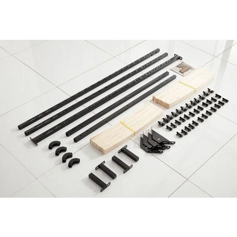 KOSMI - Sommier à Lattes 140x190 Cm Sur Pieds Pour Lit 2 Places, 7 Pieds, 40 Lattes En Bois Multiplis, Sommier En Kit à Monter - Noir 6 KOSMI - Sommier à Lattes 140x190 Cm Sur Pieds Pour Lit 2 Places, 7 Pieds, 40 Lattes En Bois Multiplis, Sommier En Kit à Monter - Noir – Image 4