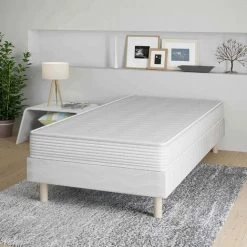 DECO IN PARIS CONFORT ECO - Ensemble Sommier + Matelas 15 Cm 90x190 - Blanc