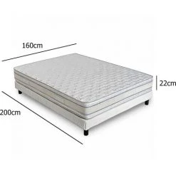 DECO IN PARIS CONFOR LUX - Ensemble Sommier Matelas Mémoire De Forme 160x 200 Cm H 22 Cm - Blanc -Sommier Soldes 26098580 5