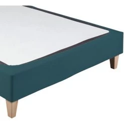 TERRE DE NUIT Cache-sommier Coton Jersey Bleu Canard 90x200 - Bleu Canard -Sommier Soldes 27579202 3