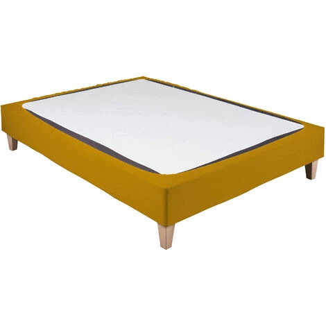 TERRE DE NUIT Cache-sommier Coton Jersey Jaune Moutarde 90x200 - Jaune 4 TERRE DE NUIT Cache-sommier Coton Jersey Jaune Moutarde 90x200 - Jaune – Image 2