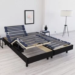 BELLECOUR LITERIE | Jeu De 2 Sommiers électriques FLEX 180x200 Cm | Lattes - Noir