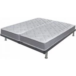 EBAC LITERIE Ensemble Relaxation Manuel SB28 + Matelas Mousse Wave - 3 Zones - 140x190 - Gris - Gris/Taupe/Anthracite
