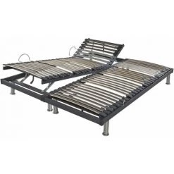 EBAC LITERIE Ensemble Relaxation Manuel SB28 + Matelas Mousse Wave - 3 Zones - 140x190 - Gris - Gris/Taupe/Anthracite -Sommier Soldes 28908357 3