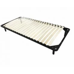 KOSMI - Sommier à Lattes 90x190 Cm Sur Pieds Pour Lit 1 Place, 4 Pieds, 20 Lattes En Bois Multiplis, Sommier En Kit à Monter - Noir