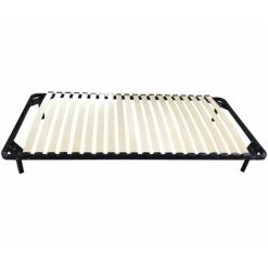 KOSMI - Sommier à Lattes 90x190 Cm Sur Pieds Pour Lit 1 Place, 4 Pieds, 20 Lattes En Bois Multiplis, Sommier En Kit à Monter - Noir -Sommier Soldes 29602024 3