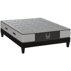 OLYMPE LITERIE | Ensemble CESAR 160x200 Cm | Matelas Mémoire De Forme + Sommier Bois | Ferme - Blanc
