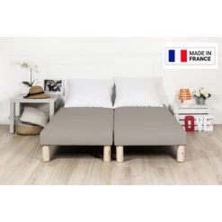 BYSOMMIFLEX Sommier Tapissier 160x200cm (80x200x2) Gris Français