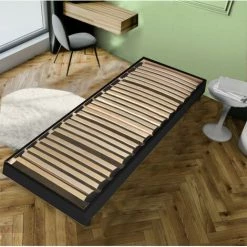 LE QUAI DES AFFAIRES Sommier Sur Pied SOMKIT 90x190 / Noir/ 188x89x29 Cm