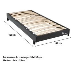 LE QUAI DES AFFAIRES Sommier Sur Pied SOMKIT 90x190 / Noir/ 188x89x29 Cm -Sommier Soldes 32298588 3