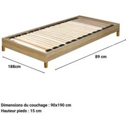 LE QUAI DES AFFAIRES Sommier Sur Pied SOMKIT 90x190 / Chêne Blanchi/ 188x89x29 -Sommier Soldes 32634698 3