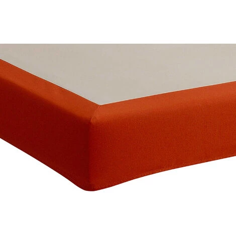 SOMEO Cache-sommier Intégral 100% Coton Terracotta 160x200 - Orange 4 SOMEO Cache-sommier Intégral 100% Coton Terracotta 160x200 - Orange – Image 3