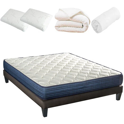 BELLECOUR LITERIE | Pack Prêt à Dormir QUINCONCES 160x200 Cm | Matelas Mémoire De Forme + Sommier + Accessoires - Blanc 3 BELLECOUR LITERIE | Pack Prêt à Dormir QUINCONCES 160x200 Cm | Matelas Mémoire De Forme + Sommier + Accessoires - Blanc