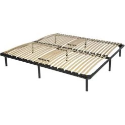 PROVENCE LITERIE Anya - Sommier Noir Cadre A Lattes Renforcé Et Soutien Réglable + 4 Pieds 80x190 X 29 Cm En Metal - Montage Rapide Et Facile - Epaisseur Du Metal +/- 1,4 Mm 34 Lattes En 9 Mm D'epaisseur Et Largeur 3,5 Cm