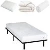 OLYMPE LITERIE | Pack Prêt à Dormir EGIO 90x190 Cm | Matelas Latex Like + Sommier Métal + Accessoires - Blanc -Sommier Soldes 37149175 1