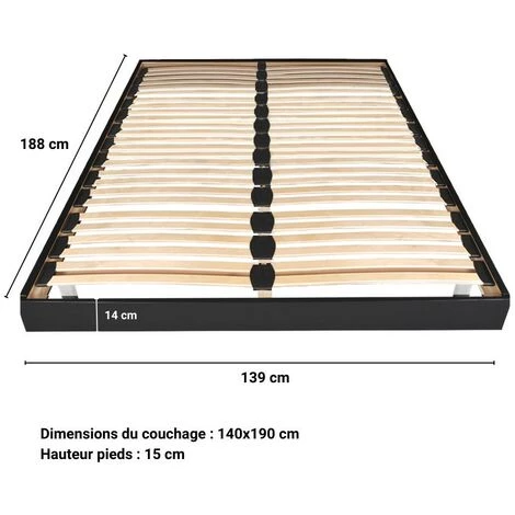LE QUAI DES AFFAIRES Sommier Sur Pied SOMKIT 140x190 / Noir/ 188x139x29 5 LE QUAI DES AFFAIRES Sommier Sur Pied SOMKIT 140x190 / Noir/ 188x139x29 – Image 3